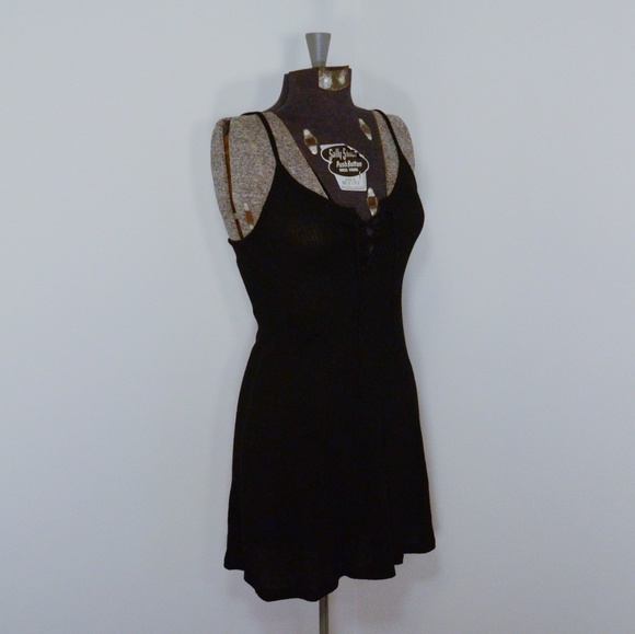 Small Knit Black Cami Dress Tie Front Forever 21 - Picture 2 of 4